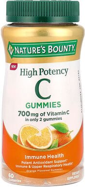 Nature's Bounty, Vitamin C Gummies, hochwirksame Vitamin-C-Fruchtgummis, Orange, 60 Fruchtgummis (350 mg pro Fruchtgummi...