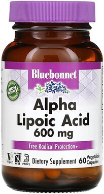 Bluebonnet Nutrition, Alpha-Liponsäure, 600 mg, 60 pflanzliche Kapseln