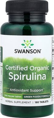 Swanson, Certified Organic Spirulina, Spirulina, biozertifiziert, 180 Tabletten