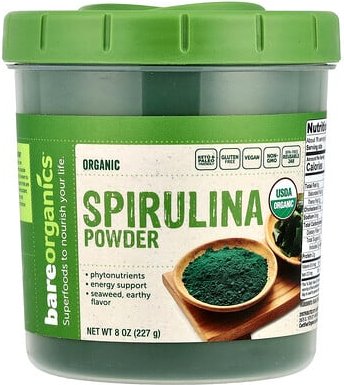 BareOrganics, Bio-Spirulina-Pulver, 227 g (8 oz.)