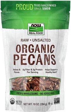NOW Foods, Organic Raw Pecans, rohe Bio-Pekannüsse, ungesalzen, 284 g (10 oz.)