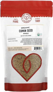 Pure Indian Foods, Organic Cumin Seed, Bio-Kreuzkümmel, ganz, 226 g (8 oz.)