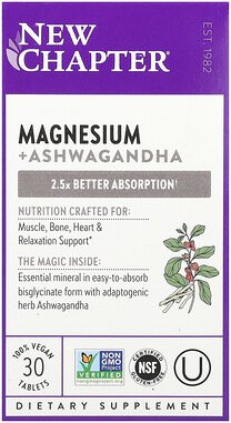 New Chapter, Magnesium + Ashwagandha, 30 vegane Tabletten
