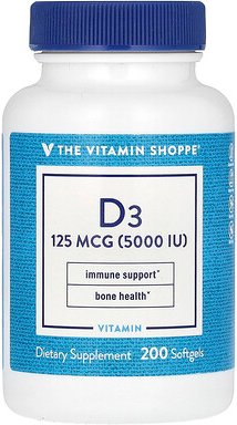 The Vitamin Shoppe, Vitamin D3, 125 mcg (5.000 IU), 200 Weichkapseln