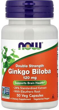 NOW Foods, Ginkgo biloba mit Taigawurzel-Wurzel, 50 pflanzliche Kapseln