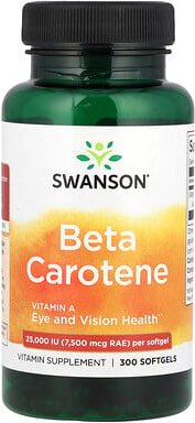 Swanson, Betacarotin, 25.000 IU (7.500 mcg RAE), 300 Weichkapseln