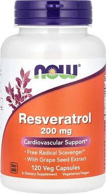 NOW Foods, Natural Resveratrol, natürliches Resveratrol, 200 mg, 120 pflanzliche Kapseln
