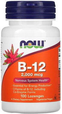 NOW Foods, B-12, 2.000 mcg, 100 Lutschtabletten