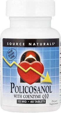 Source Naturals, Policosanol With Coenzyme Q10, Policosanol mit Coenzym Q10, 10 mg, 60 Tabletten