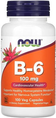 NOW Foods, B-6, 100 mg, 100 pflanzliche Kapseln