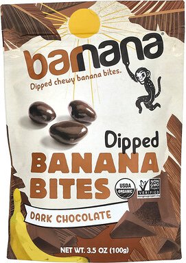 Barnana, Dipped Chewy Banana Bites, dunkle Schokolade, 100 g (3,5 oz.)