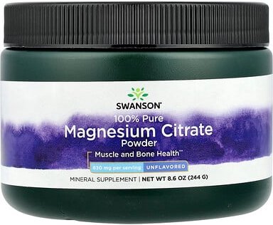 Swanson, 100% reines Magnesiumcitratpulver, geschmacksneutral, 630 mg, 244 g (8,6 oz.)
