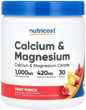 Nutricost, Calcium & Magnesium, Fruit Punch, Calcium und Magnesium, Fruchtpunsch, 303 g (10,8 oz.)