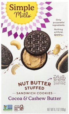 Thumbnail - Simple Mills, Nut Butter Filled Sandwich Cookies, mit Nussbutter gefüllte Sandwich-Kekse, Kakao- und Cashewbutter, 190 g...