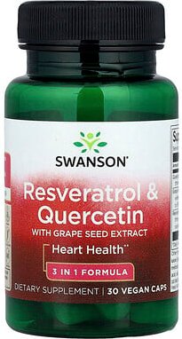 Thumbnail - Swanson, Resveratrol & Quercetin with Grape Seed Extract, Resveratrol und Quercetin mit Traubenkernextrakt, 30 vegetaris...