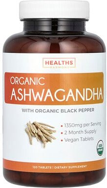 Healths Harmony, Organic Ashwagandha, Bio-Ashwagandha, 120 Tabletten