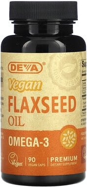 Deva, Premium Vegan Flaxseed Oil, veganes Leinsamenöl, 90 vegane Kapseln (500 mg pro Kapsel)