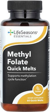 LifeSeasons, Methyl Folate Quick Melts, Methylfolat-Schnellschmelzer, Zitrone, 60 Schnellschmelzer (1.660 mcg pro Schmel...