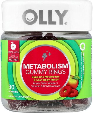 OLLY, Metabolism Gummy Ringe, „Snappy Apple“, 30 Fruchtgummis
