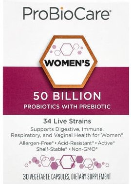 Thumbnail - ProBioCare, Women‘s Probiotics With Prebiotic, Probiotika für Frauen mit Präbiotika, 50 Milliarden, 30 pflanzliche Kapse...