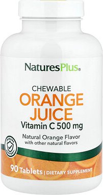NaturesPlus, Orangensaft zum Kauen, Vitamin C, natürliche Orange, 90 Tabletten