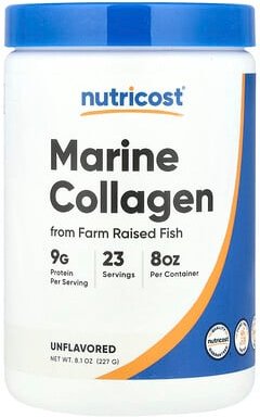 Thumbnail - Nutricost, Marine Collagen From Farm Raised Fish, Meereskollagen aus gezüchtetem Fisch, geschmacksneutral, 227 g (8,1 oz...