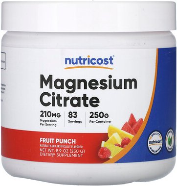 Nutricost, Magnesiumcitrat, Fruchtpunsch, 250 g (8,9 oz.)