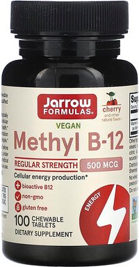 Jarrow Formulas, Methyl B-12, Methyl B12, Kirsche, 500 mcg, 100 kaubare Lutschtabletten