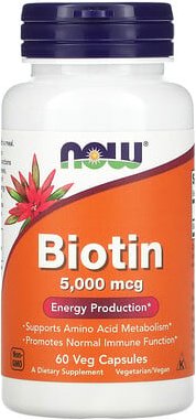 NOW Foods, Biotin, 5000 Mikrogramm, 60 vegetarische Kapseln