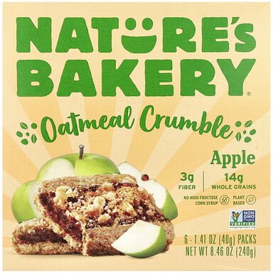 Nature's Bakery, Oatmeal Crumble, Haferflocken-Streusel, Apfel, 6 Packungen, je 40 g (1,41 oz.).