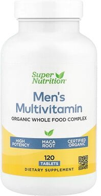Super Nutrition, Organic Whole Food Men's Multivitamin with Organic Amla Extract, Organic Sunflower Extract, Organic Mor...