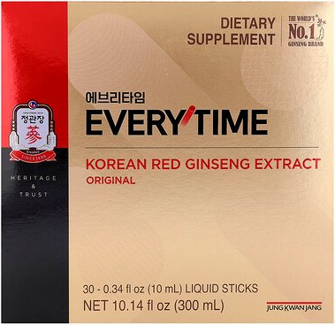 JungKwanJang, Korean Red Ginseng Extract, Everytime, Original, 30 Flüssigkeitssticks, je 10 ml (0,34 fl. oz.).