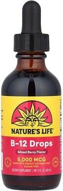 Nature's Life, B-12 Drops, zuckerfrei, gemischte Beeren, 5.000 mcg, 60 ml (2 fl. oz.)