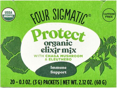 Four Sigmatic, Protect, Organic Elixir Mix With Chaga Mushroom & Eleuthero, Bio-Elixiermischung mit Chaga-Pilz und Taiga...