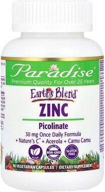 Paradise Herbs, Earth's Blend, Zink, Picolinat, 90 pflanzliche Kapseln