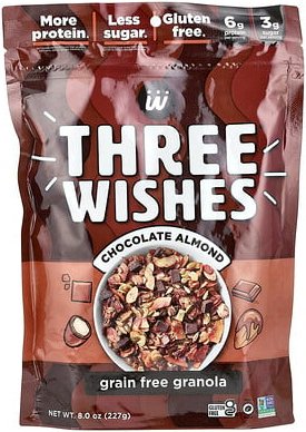 Three Wishes, Grain Free Granola, Knuspermüsli ohne Getreide, Schokoladen-Mandel, 227 g (8 oz.)
