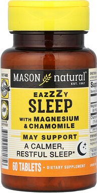 Thumbnail - Mason Natural, Eazzzy Sleep, with Magnesium & Chamomile, Schlaf, mit Magnesium und Kamille, 60 Tabletten
