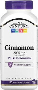 Thumbnail - 21st Century, Cinnamon Plus Chromium, Zimt plus Chrom, 120 pflanzliche Kapseln