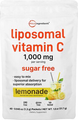 Micro Ingredients, Liposomal Vitamin C, liposomales Vitamin C, Limonade, 40 Päckchen, je 1,3 g (0,046 oz.)