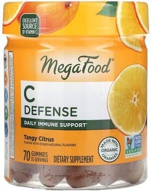 MegaFood, C Defense, würzige Zitrus, 70 Fruchtgummis