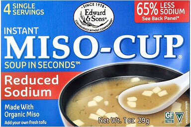 Edward & Sons, Instant Miso-Cup, Natriumreduziert, 4 Einzelportionen, 29 g