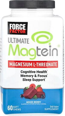 Thumbnail - Force Factor, Ultimate Magtein®, Magnesium-L-Threonat, gemischte Beeren, 60 Kau-Snacks