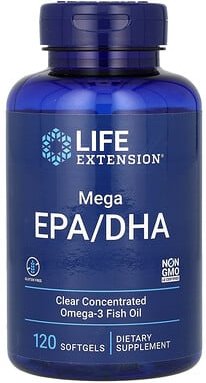 Thumbnail - Life Extension, Mega EPA/DHA, Omega-3-Ergänzungsmittel, 120 Weichkapseln (1.000 mg pro Weichkapsel)