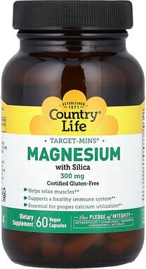 Country Life, Target-Mins®, Magnesium mit Silica, 60 vegane Kapseln