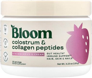 Bloom, Colostrum & Collagen Peptides, Kolostrum- und Kollagenpeptide, Erdbeeren und Sahne, 120 g (4,23 oz.)