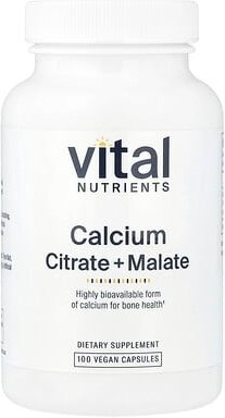 Vital Nutrients, Calcium Citrate + Malate, Calciumcitrat + Malat, 300 mg, 100 vegane Kapseln (150 mg pro Kapsel)