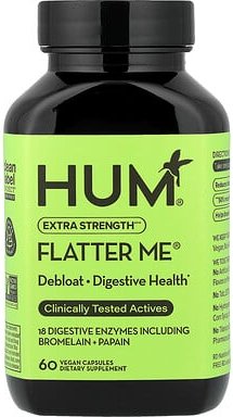 HUM Nutrition, Flatter Me, für einen flacheren Bauch und gegen Völlegefühl, 60 vegane Kapseln