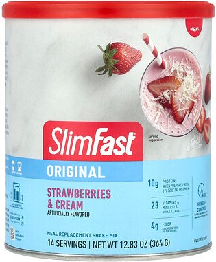 SlimFast, Original, Shake-Mix als Mahlzeitenersatz, Erdbeeren und Sahne, 364 g (12,83 oz.)