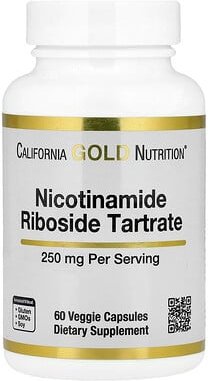 California Gold Nutrition, Nicotinamide Riboside Tartrate (NRT), Nicotinamid-Ribosid-Tartrat (NRT), 250 mg, 60 pflanzlic...