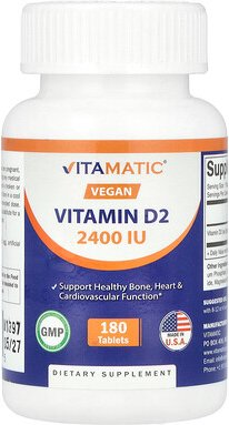 Thumbnail - Vitamatic, Vegan Vitamin D2, veganes Vitamin D2, 2.400 IU, 180 Tabletten